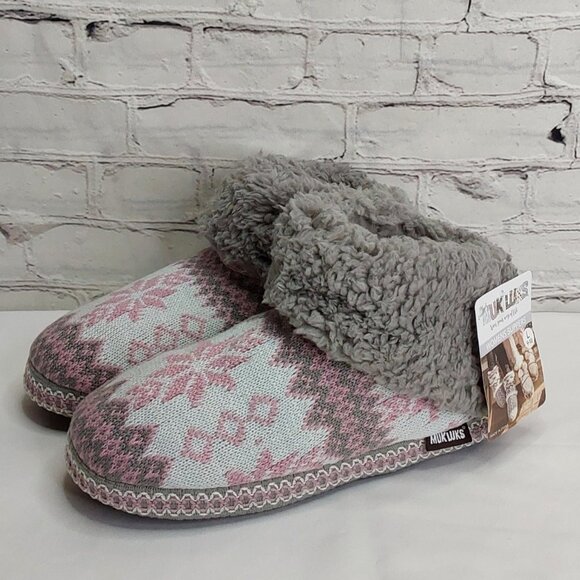 'MUK-LUKS' FOLD~OVER FUZZY SLIP-ON 'CINDER WOOD' SIDE BUTTON SLIPPERS - Picture 4 of 16